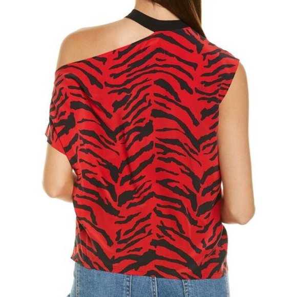 RtA The Brand Cutout Silk  Top Ruby Zebra Red Black - Picture 2 of 2